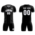 Custom Black Classic Striped Personalized Soccer Tops/Sets Jersey