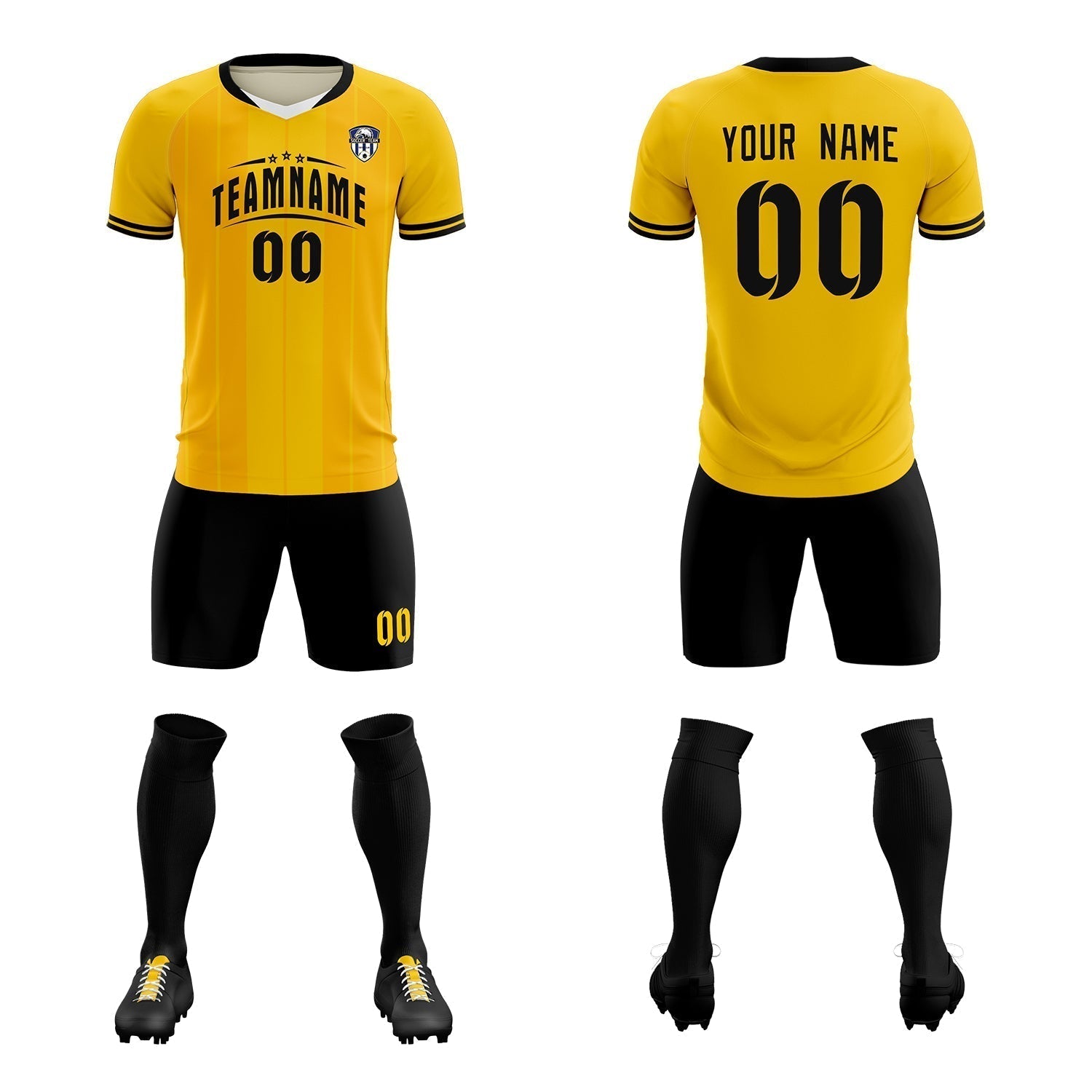 Custom Gold Classic Striped Personalized Soccer Tops/Sets Jersey