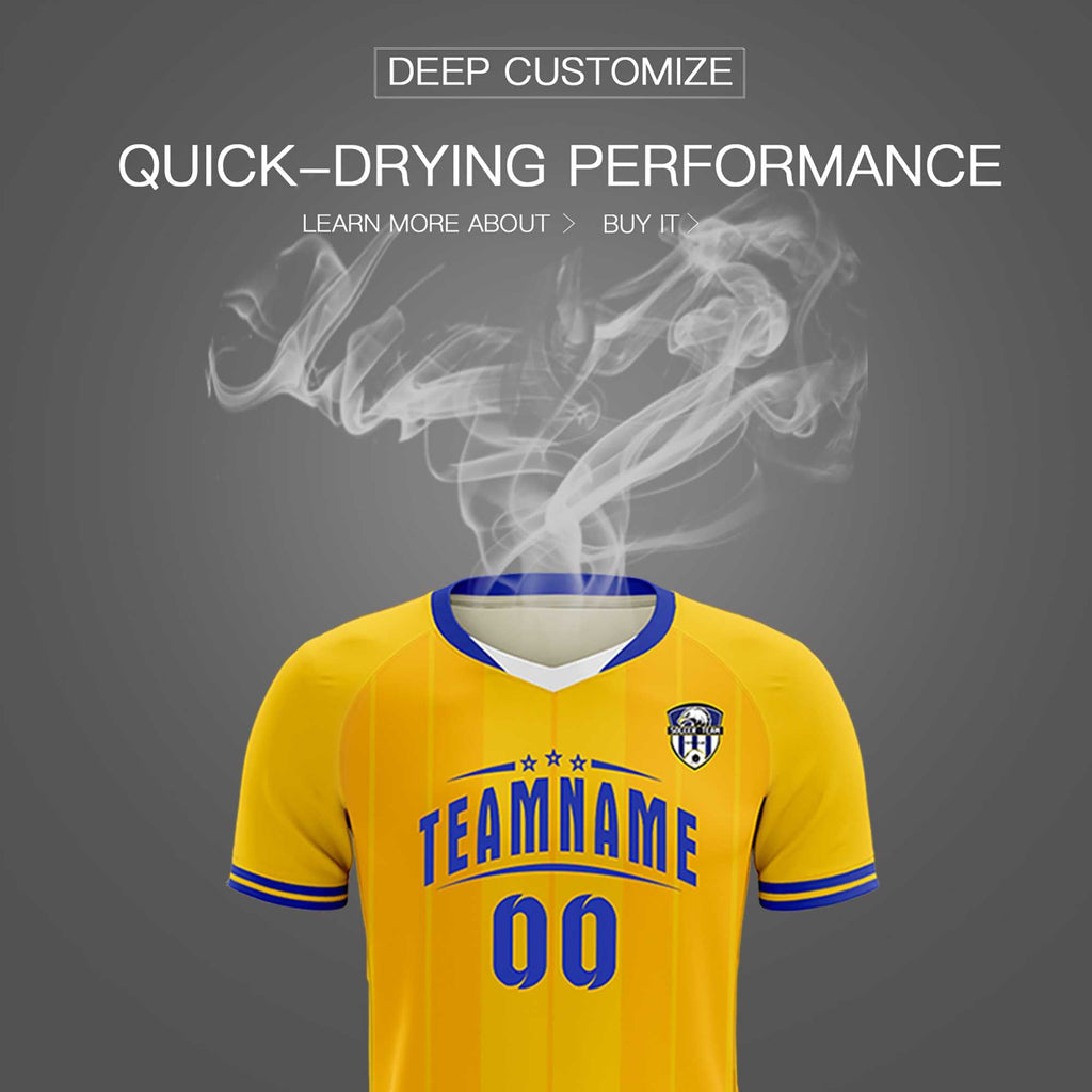 Custom Gold Classic Striped Personalized Soccer Tops/Sets Jersey
