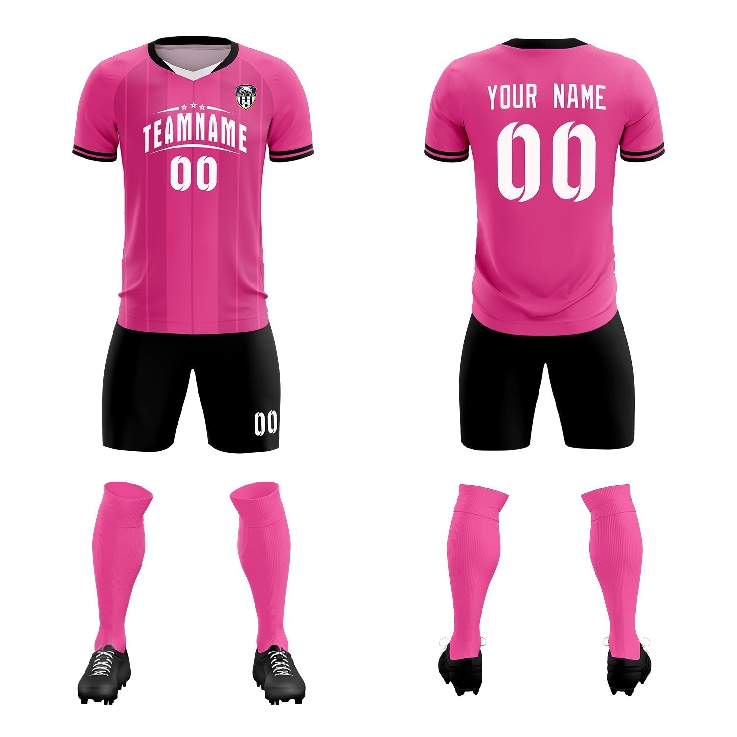 Custom Pink Classic Striped Personalized Soccer Tops/Sets Jersey