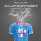 Custom Powder Blue Classic Striped Personalized Soccer Tops/Sets Jersey