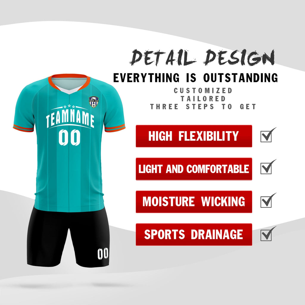 Custom Green Classic Striped Personalized Soccer Tops/Sets Jersey