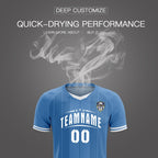Custom Light Blue Classic Striped Personalized Soccer Tops/Sets Jersey