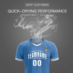 Custom Light Blue Classic Striped Personalized Soccer Tops/Sets Jersey