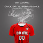 Custom Red Black Printing Outdoor Tracksuit Soccer Sets Jersey