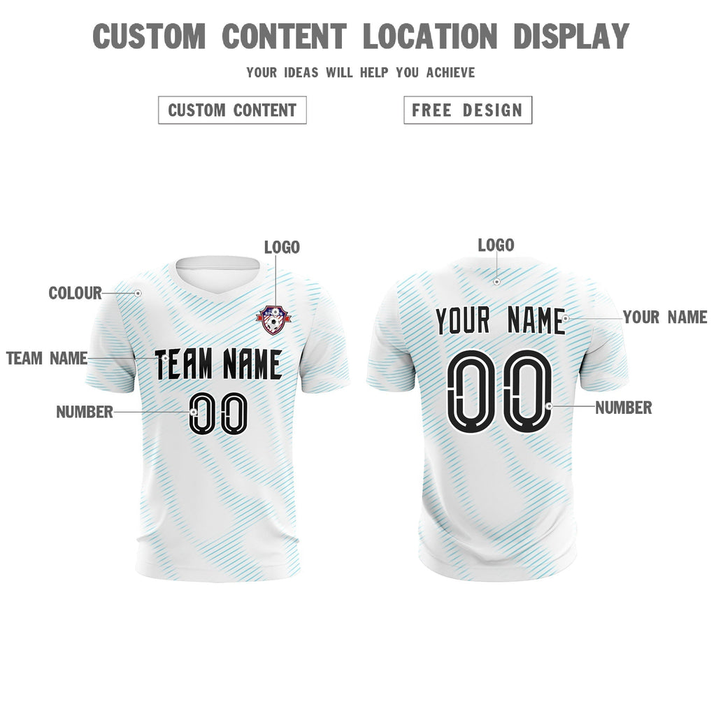 Custom White Sky Blue Training Uniform For Men Soccer Sets Jersey
