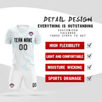 Custom White Sky Blue Training Uniform For Men Soccer Sets Jersey