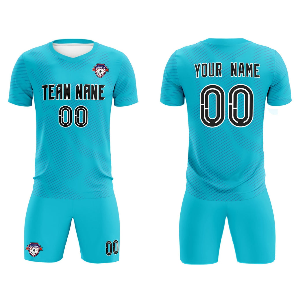 Custom Sky Blue Royal Training Uniform For Men Soccer Sets Jersey