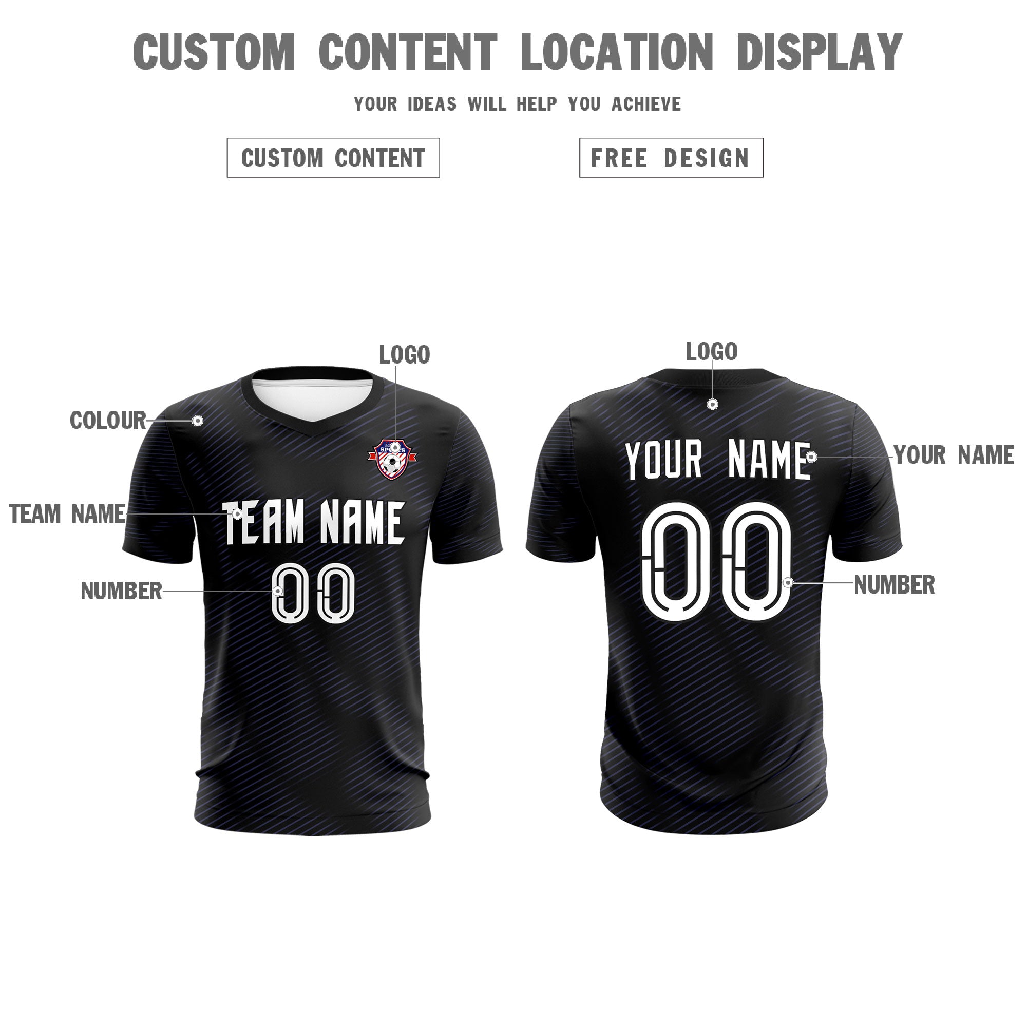 Custom Black Purple Training Uniform For Men Soccer Sets Jersey