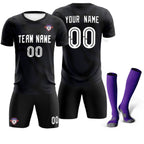 Custom Black Purple Training Uniform For Men Soccer Sets Jersey