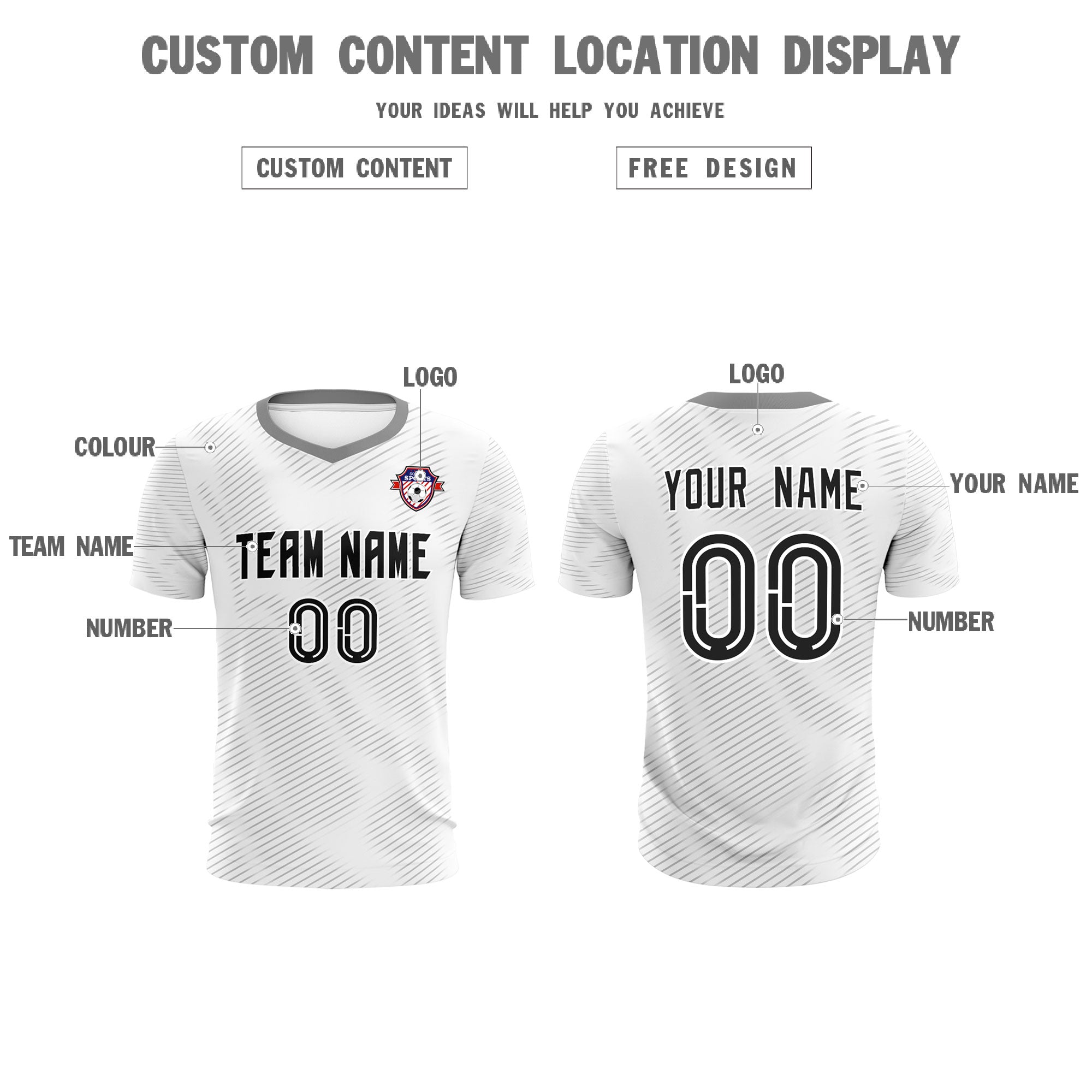Custom White Gray Training Uniform For Men Soccer Sets Jersey