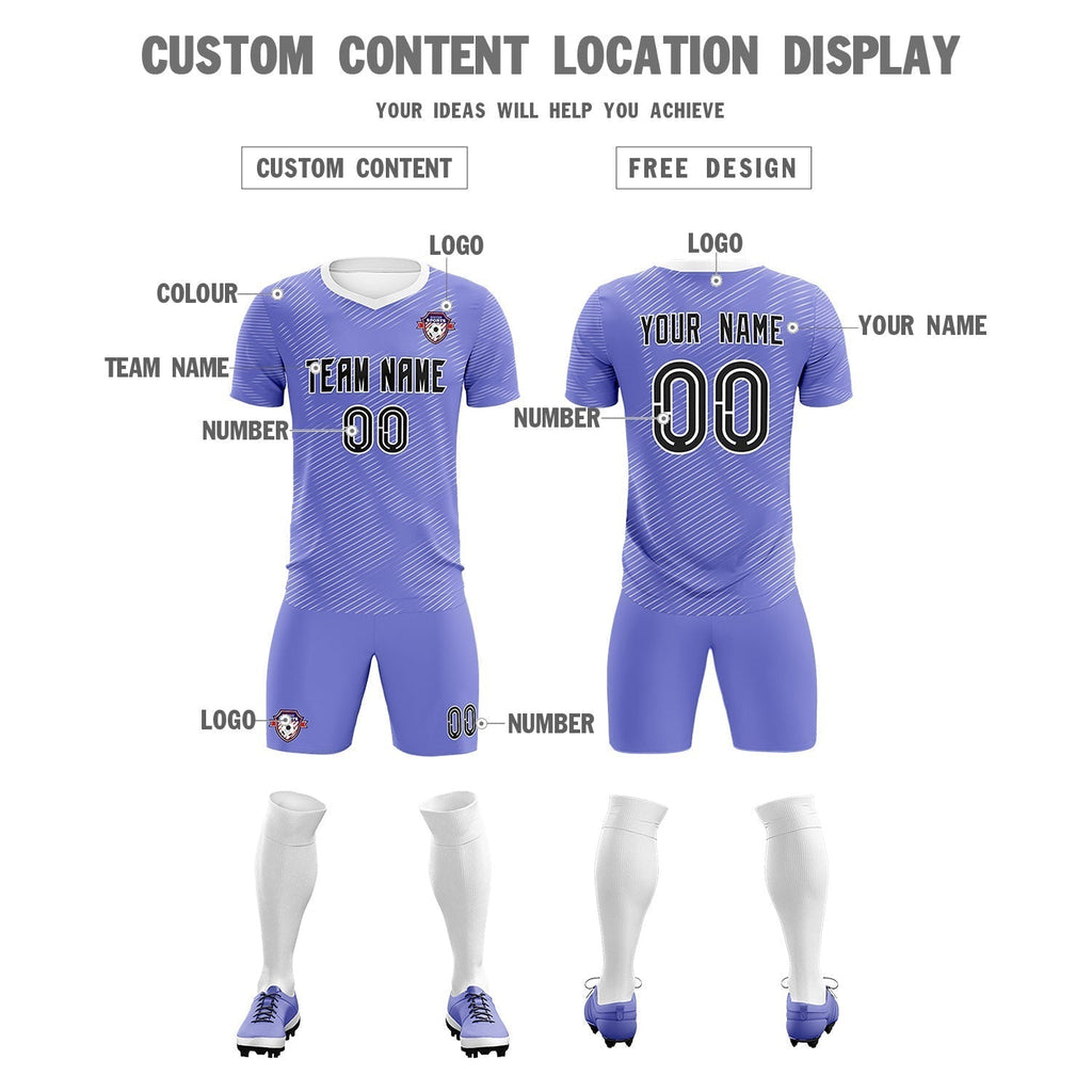 Custom Light Purple White Training Uniform For Men Soccer Sets Jersey