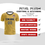 Custom Old Gold Black Training Uniform For Men Soccer Sets Jersey