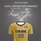 Custom Old Gold Black Training Uniform For Men Soccer Sets Jersey