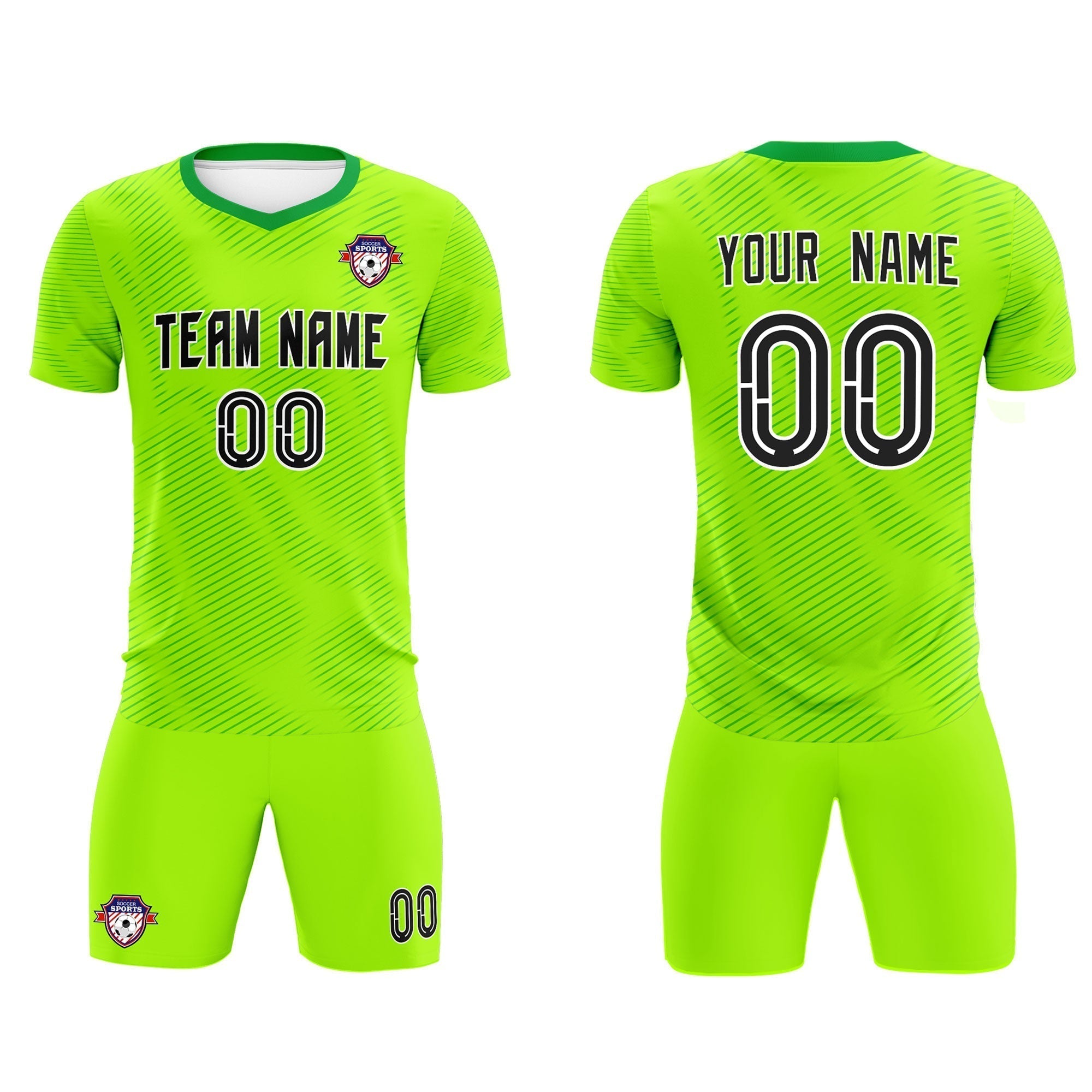 Custom Neon Green Kelly Green Training Uniform For Men Soccer Sets Jersey