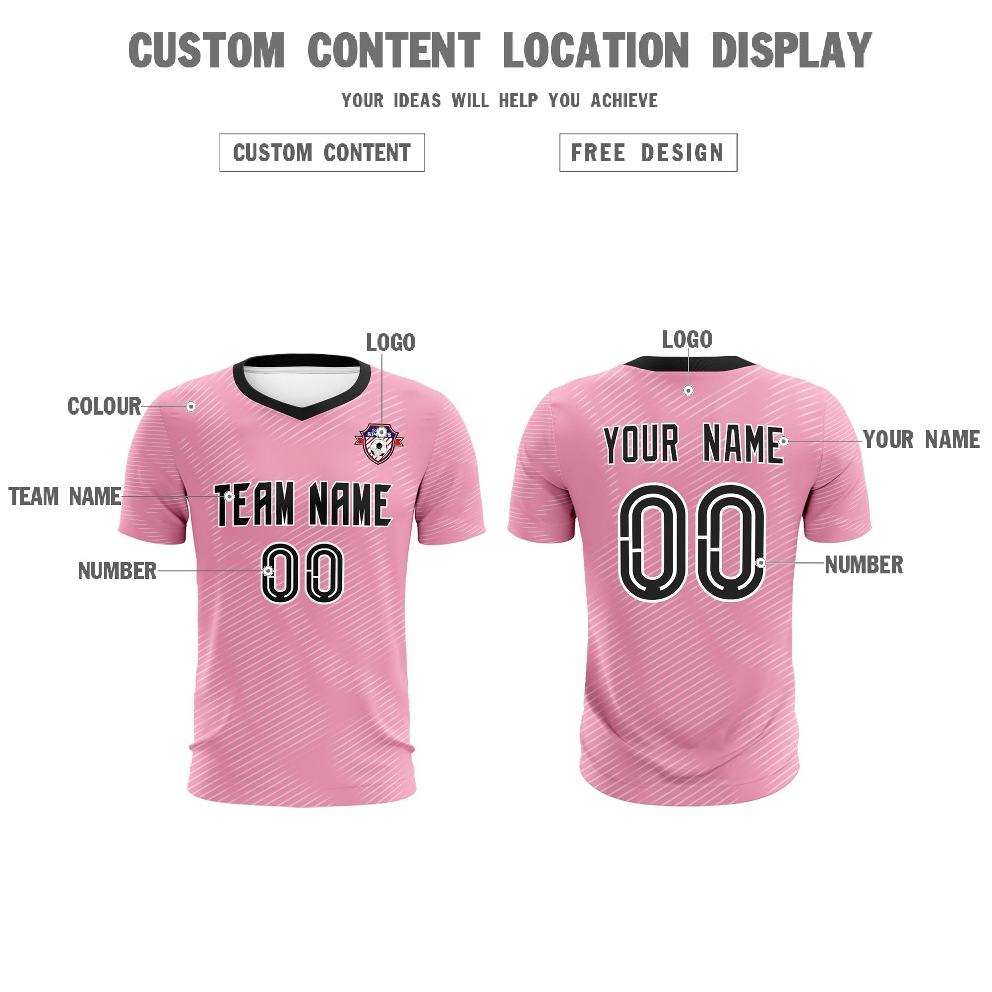 Custom Light Pink White Training Uniform For Men Soccer Sets Jersey
