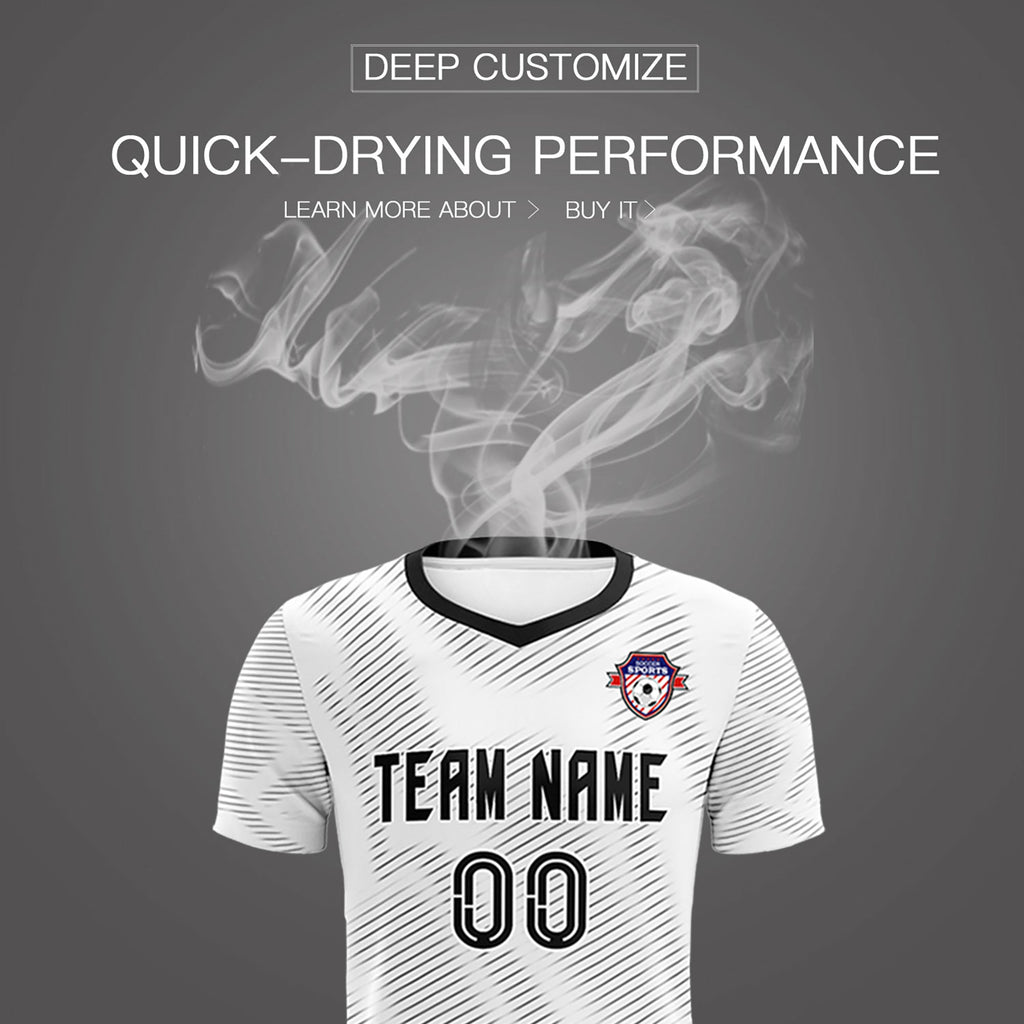 Custom White Black Training Uniform For Men Soccer Sets Jersey
