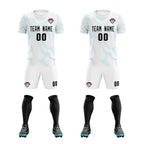 Custom White Sky Blue Training Uniform For Men Soccer Sets Jersey