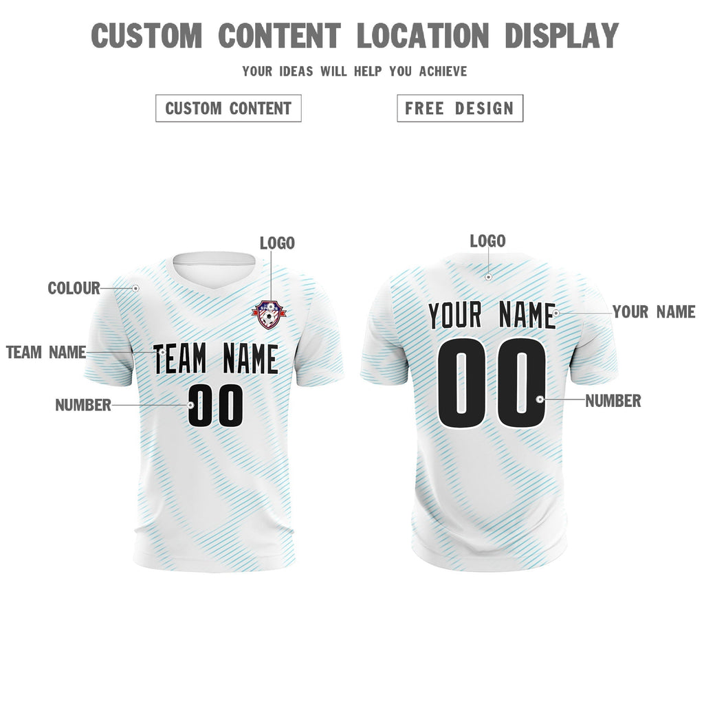 Custom White Sky Blue Training Uniform For Men Soccer Sets Jersey