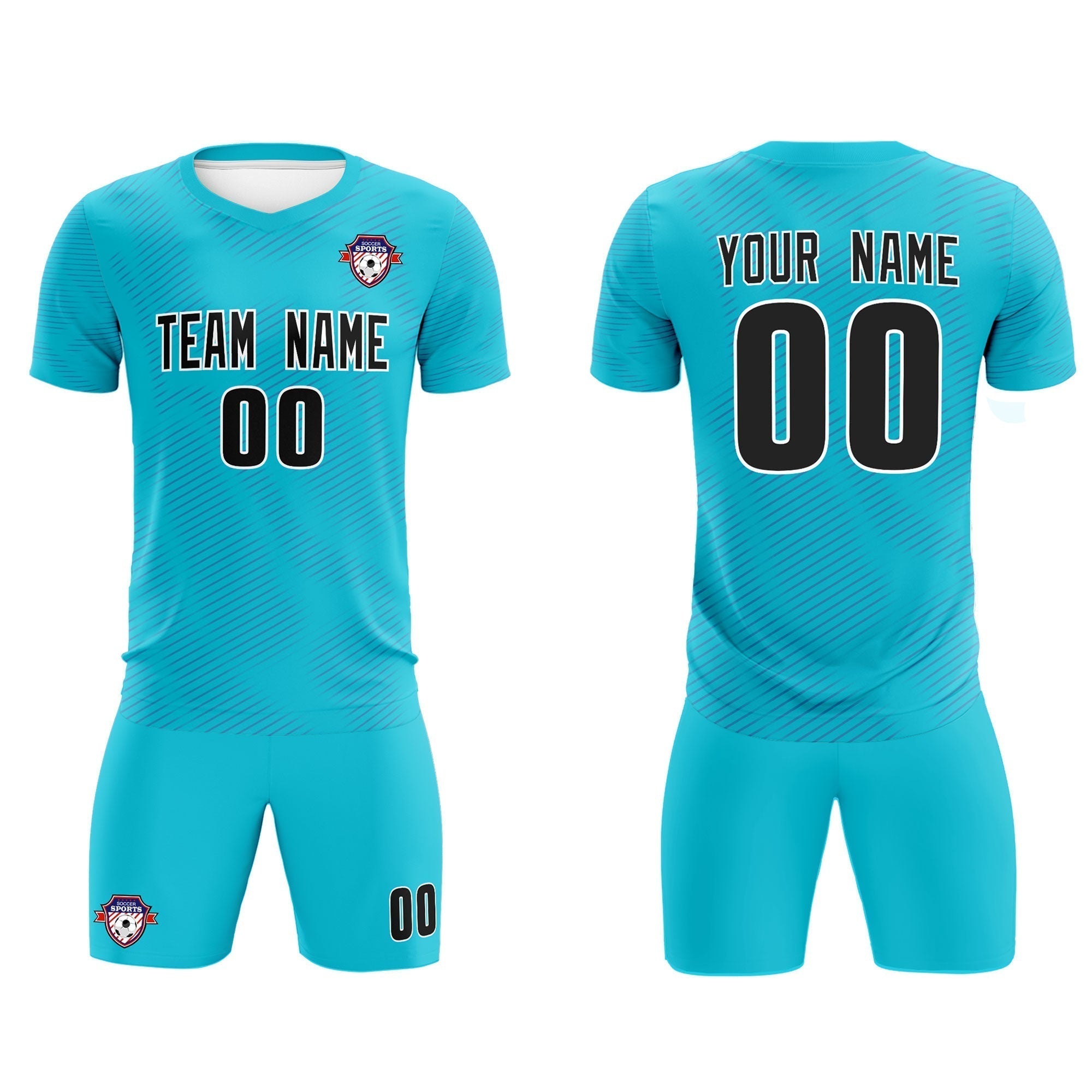 Custom Sky Blue Royal Training Uniform For Men Soccer Sets Jersey