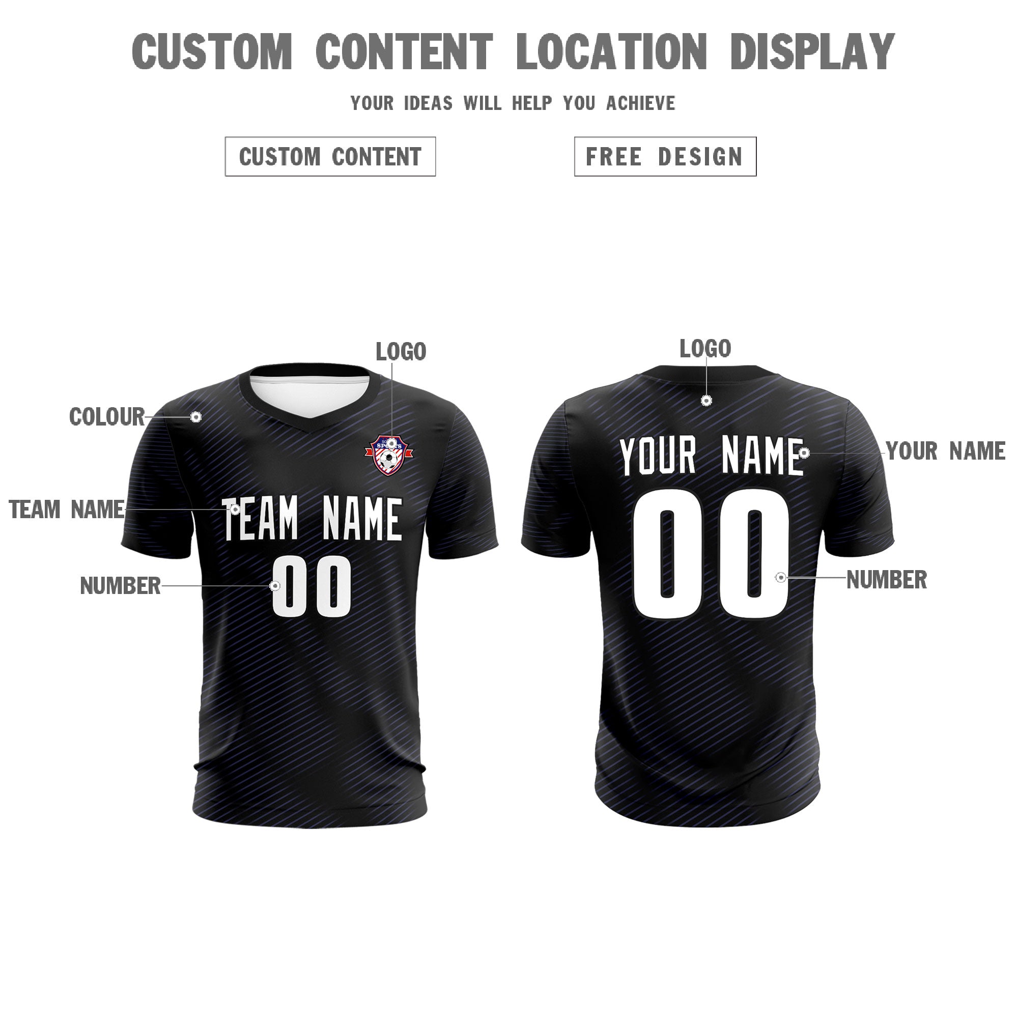Custom Black Purple Training Uniform For Men Soccer Sets Jersey
