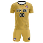 Custom Old Gold Black Training Uniform For Men Soccer Sets Jersey