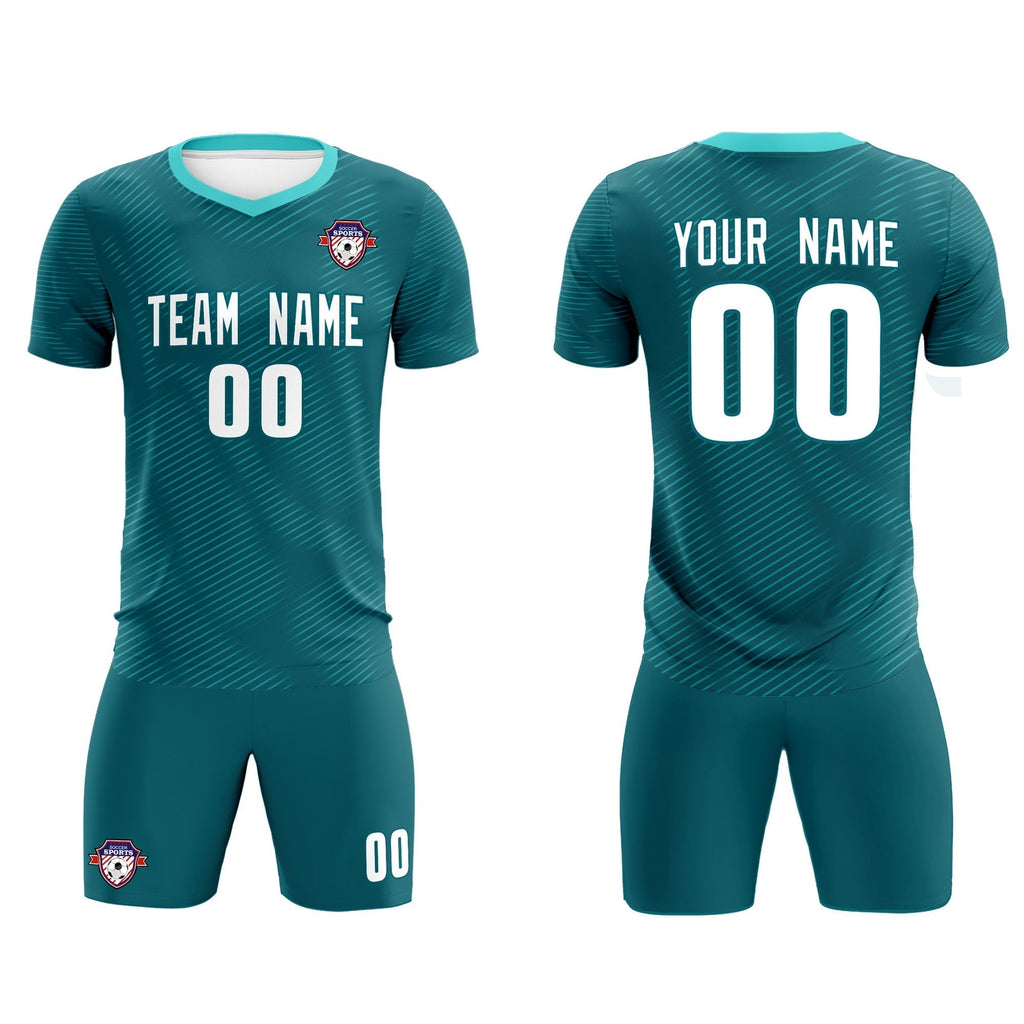 Custom Aqua Aqua Training Uniform For Men Soccer Sets Jersey