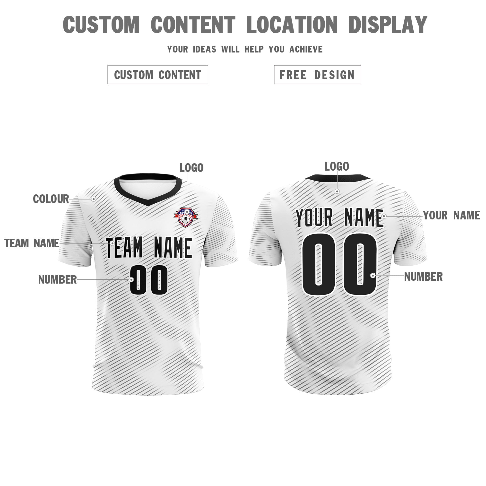 Custom White Black Training Uniform For Men Soccer Sets Jersey