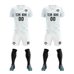Custom White Sky Blue Training Uniform For Men Soccer Sets Jersey