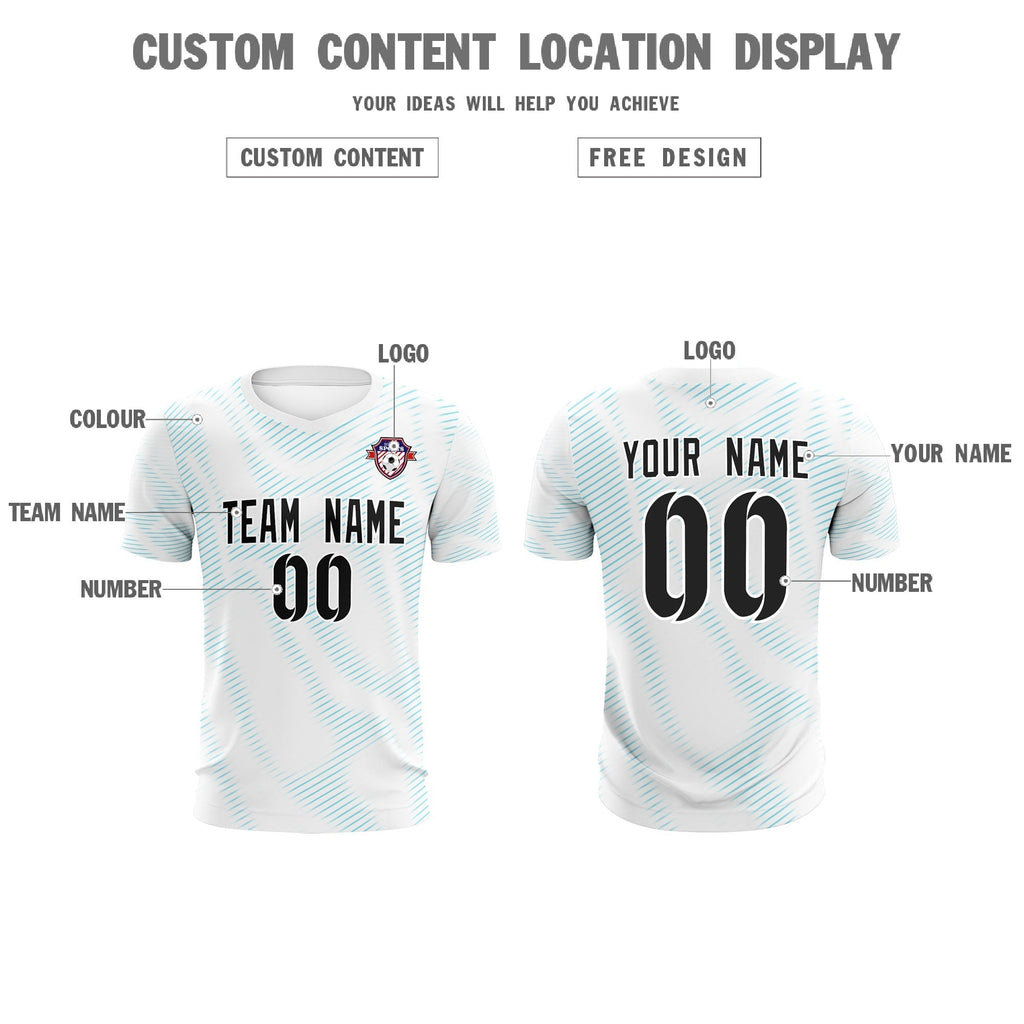 Custom White Sky Blue Training Uniform For Men Soccer Sets Jersey