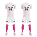 Custom White Pink Training Uniform For Men Soccer Sets Jersey