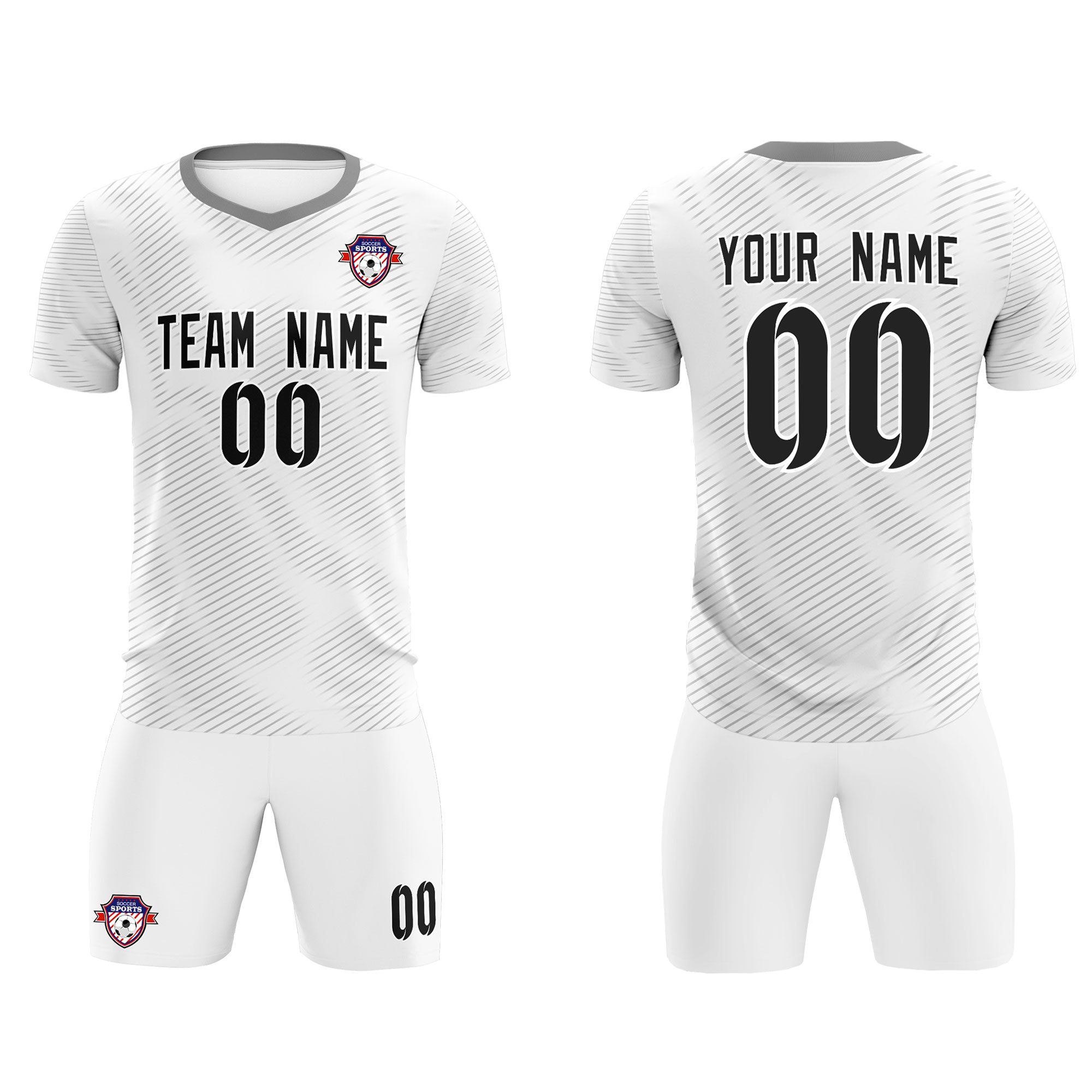 Custom White Gray Training Uniform For Men Soccer Sets Jersey Secondary image