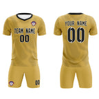 Custom Old Gold Black Training Uniform For Men Soccer Sets Jersey
