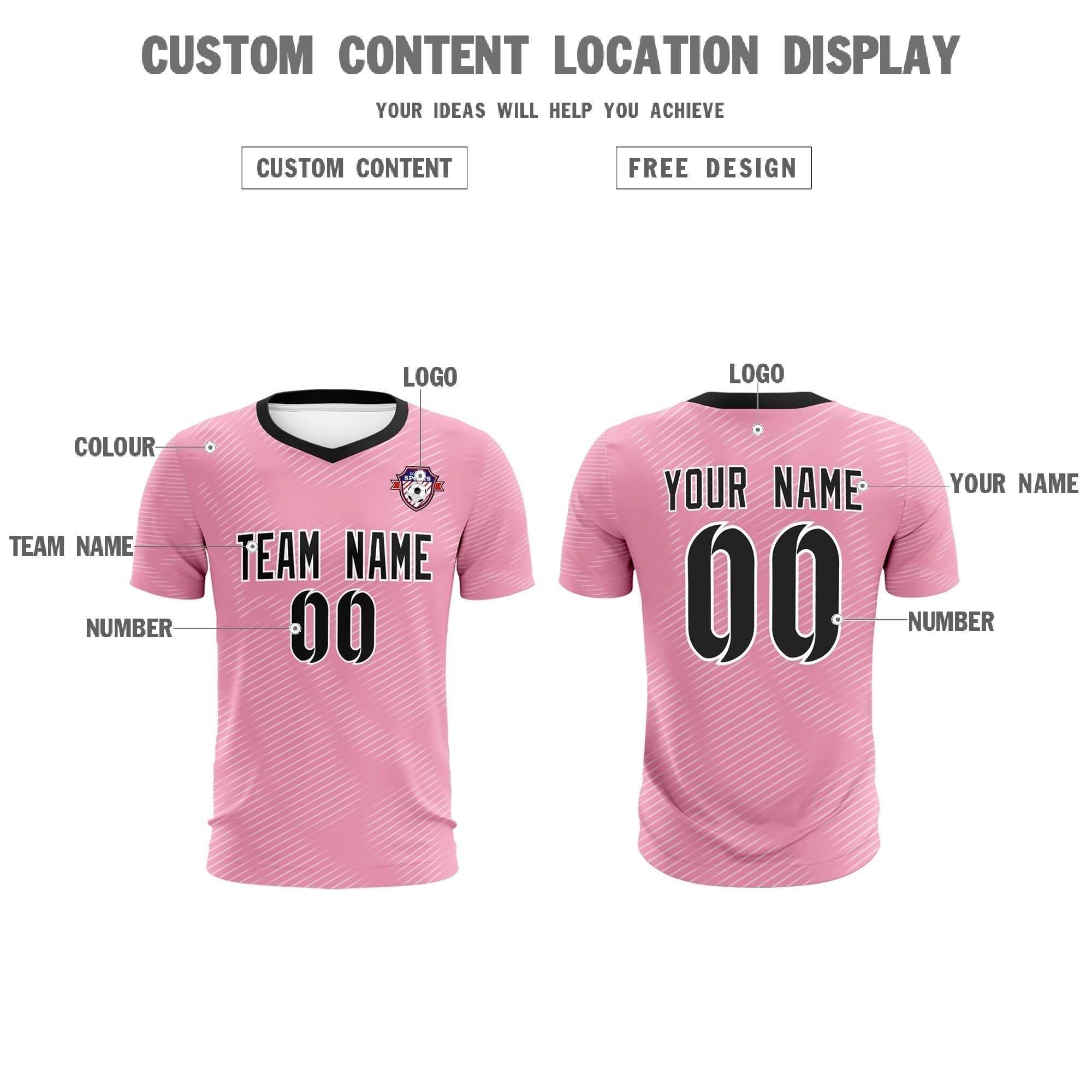 Custom Light Pink White Training Uniform For Men Soccer Sets Jersey