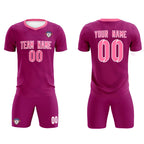 Custom Rose Red Pink Training Uniform For Men Soccer Sets Jersey