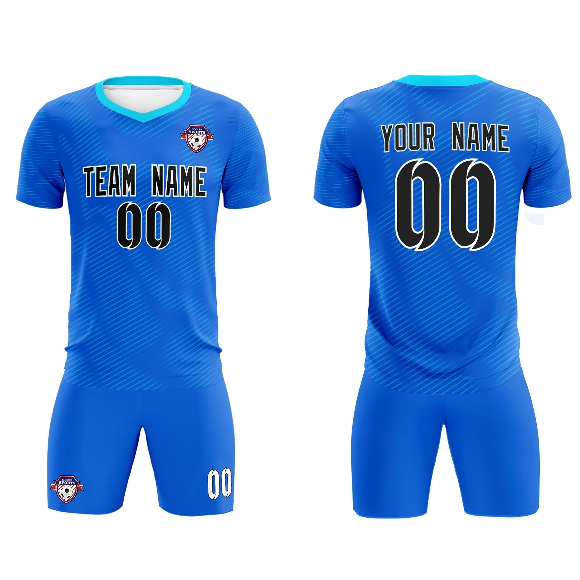 Custom Royal Powder Blue Training Uniform For Men Soccer Sets Jersey Secondary image