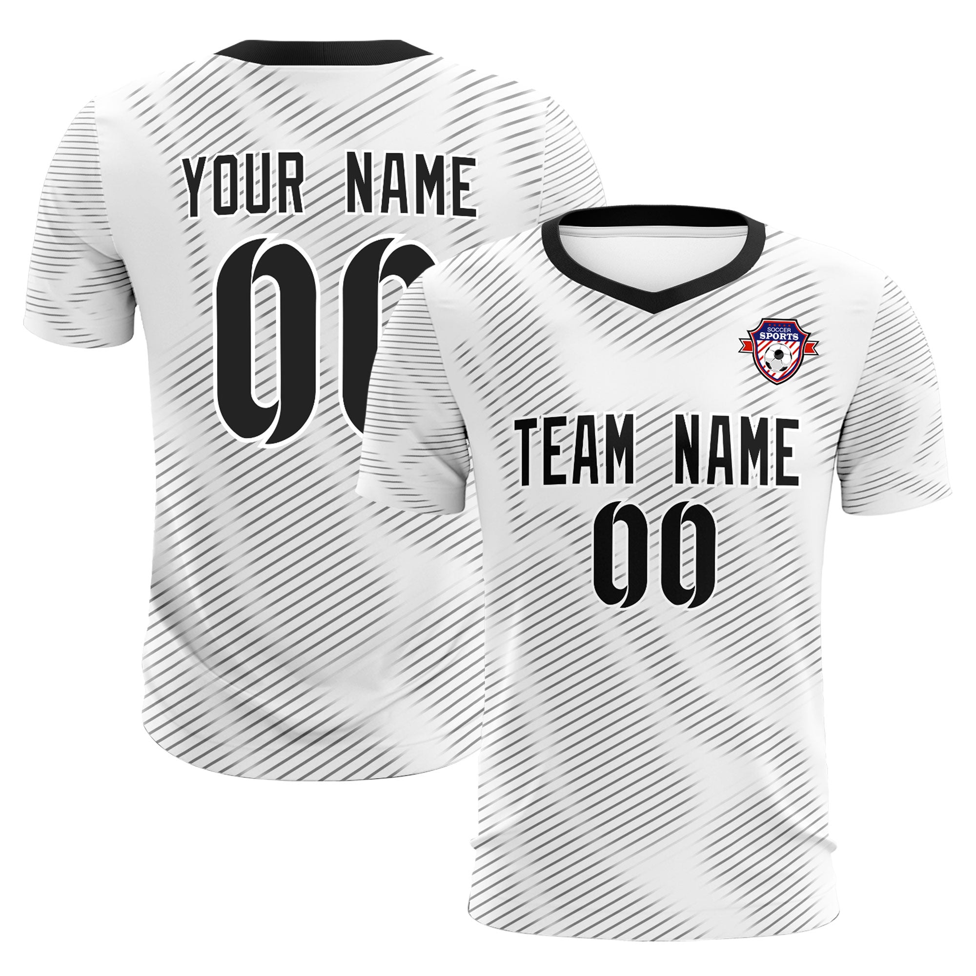 Custom White Black Training Uniform For Men Soccer Sets Jersey Main image