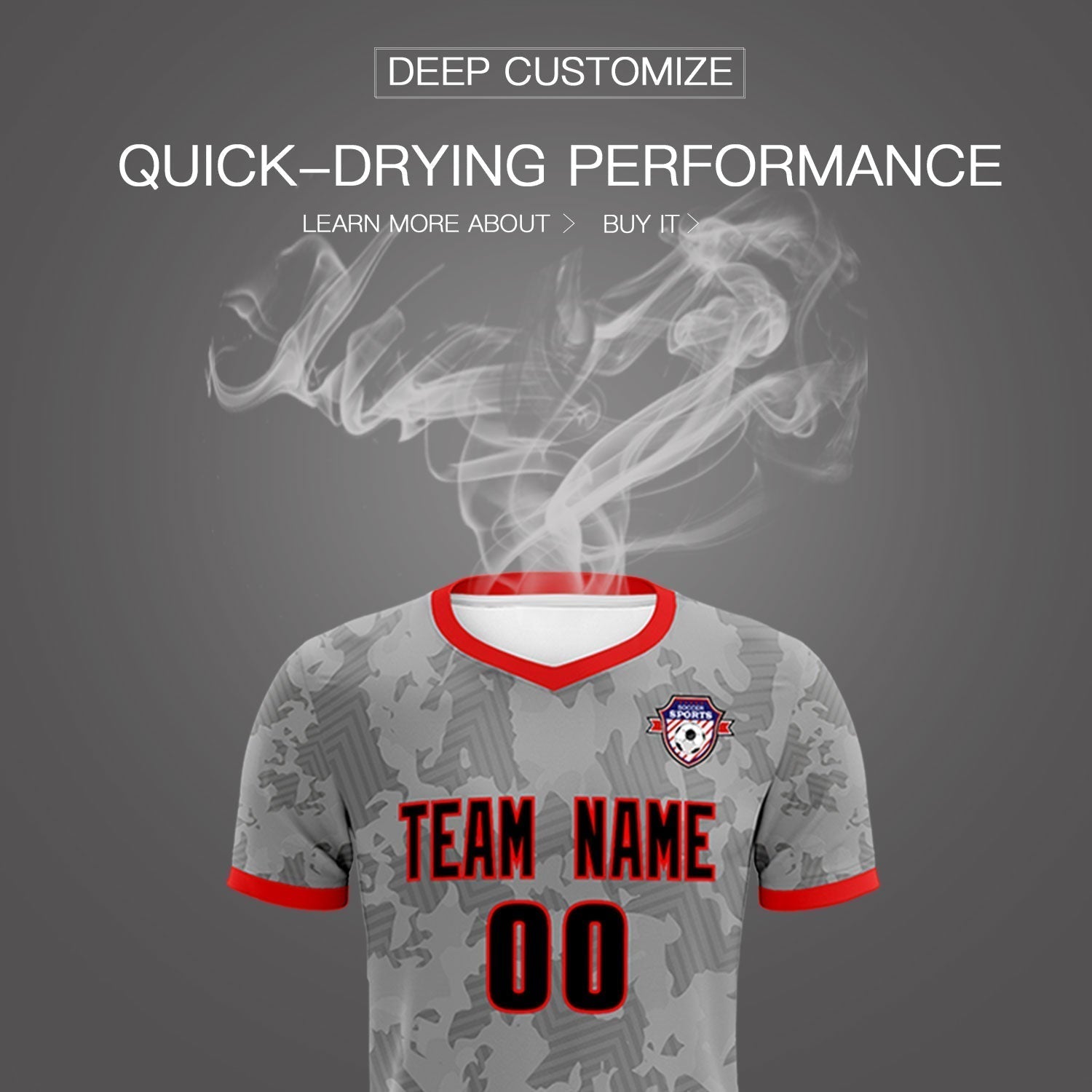 Custom Dark Gray Camo sports Soccer Tops/Sets Jersey