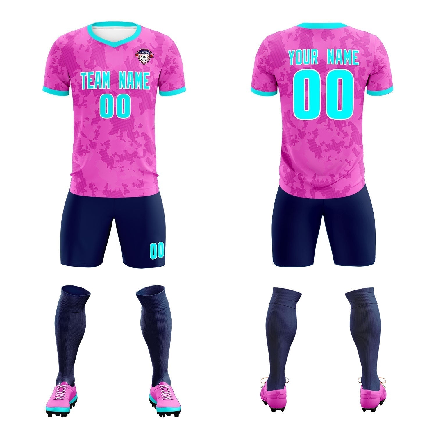 Custom Pink Camo sports Soccer Tops/Sets Jersey