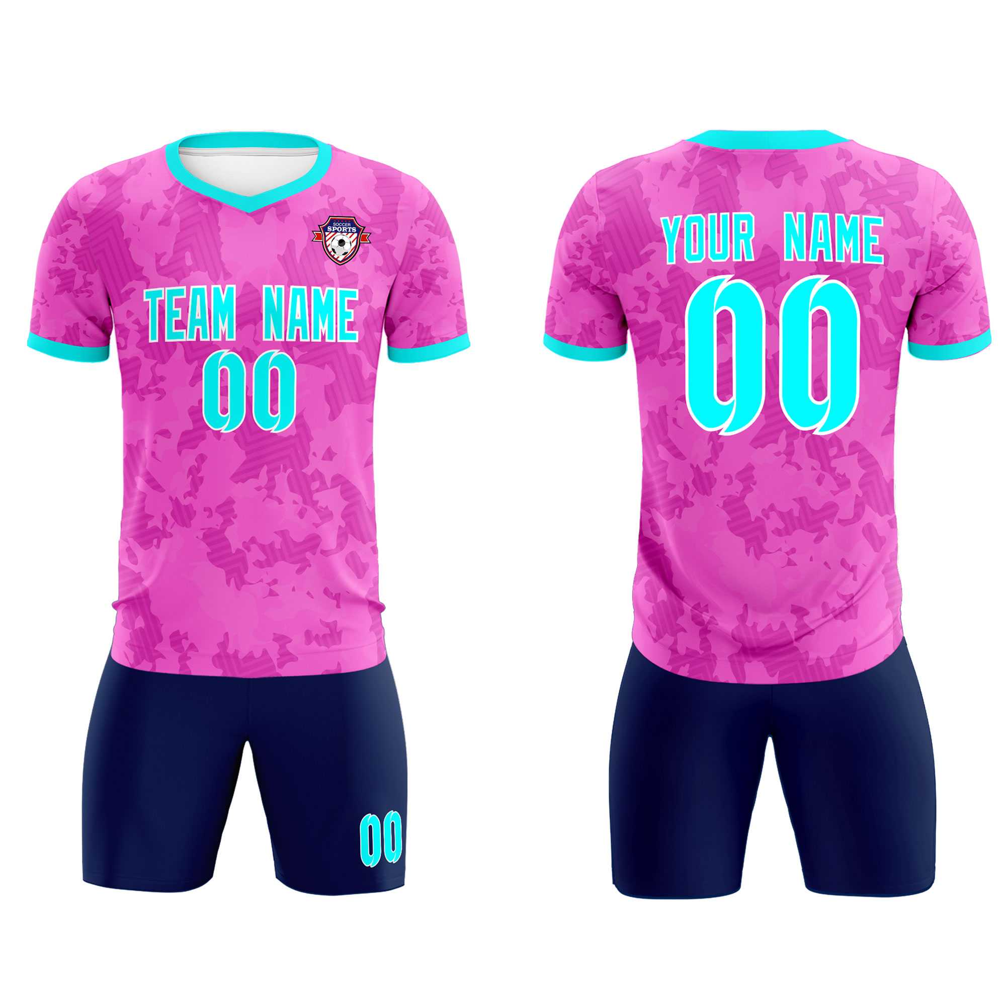 Custom Pink Camo sports Soccer Tops/Sets Jersey Secondary image