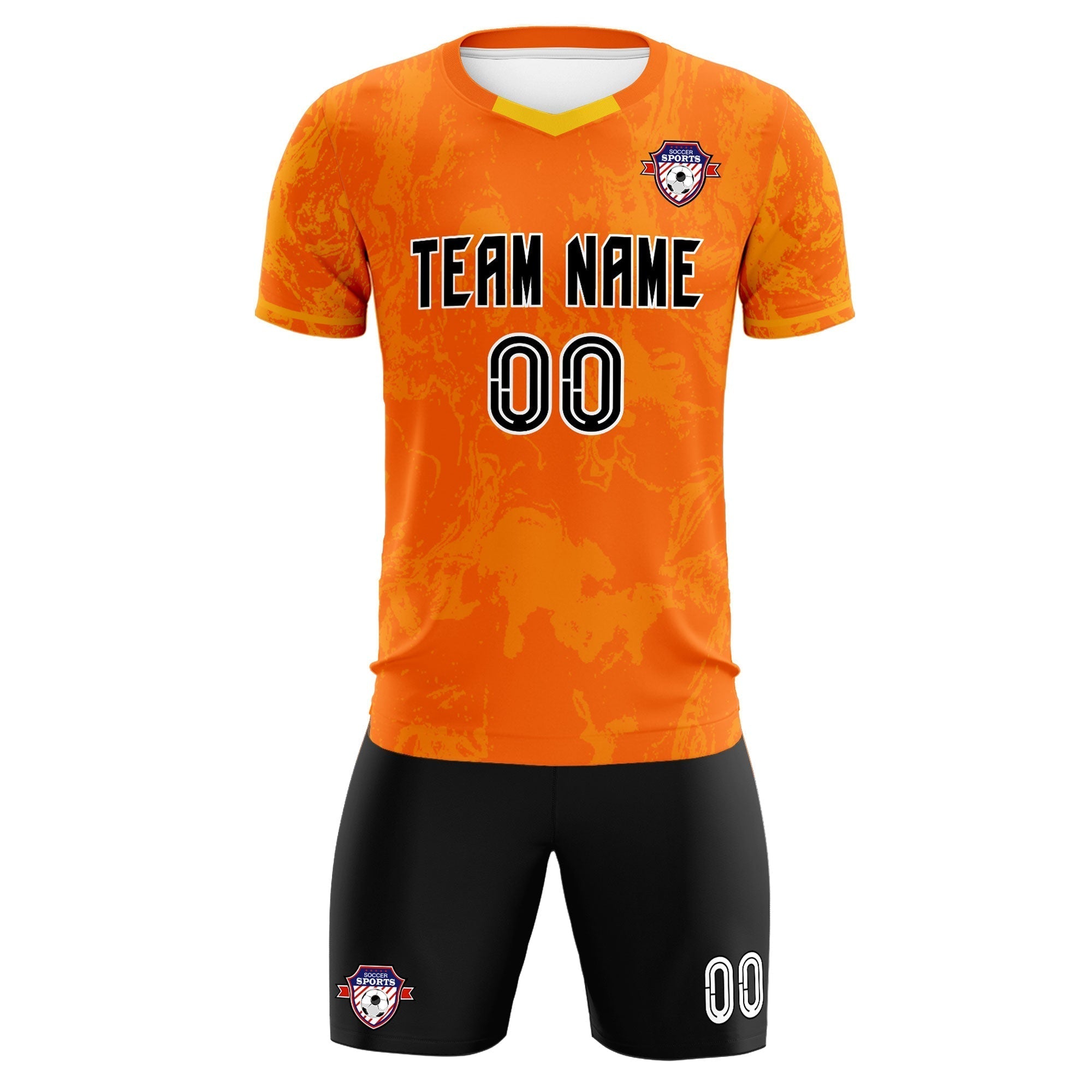 Custom Orange Classic Graffiti Pattern Sportswear Soccer Tops/Sets Jersey