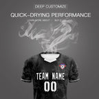 Custom Black Classic Graffiti Pattern Sportswear Soccer Tops/Sets Jersey