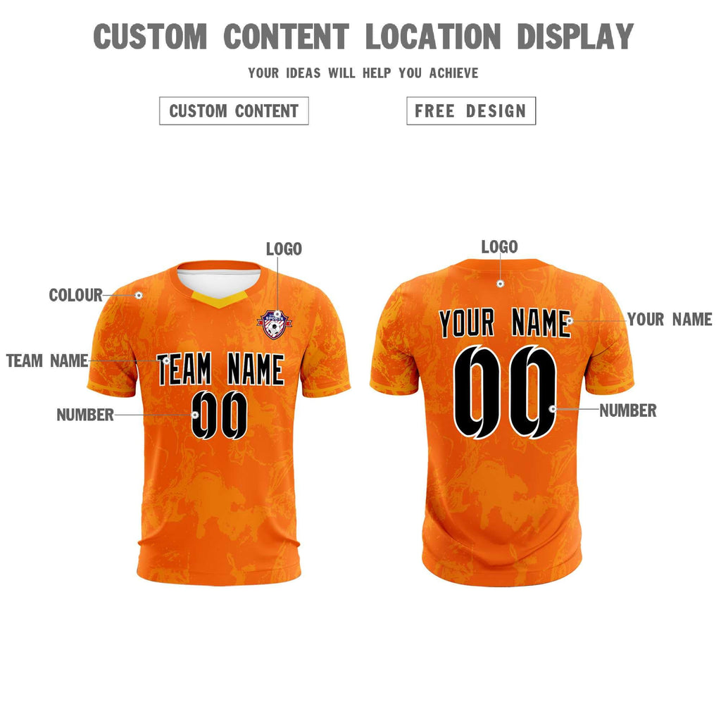 Custom Orange Classic Graffiti Pattern Sportswear Soccer Tops/Sets Jersey