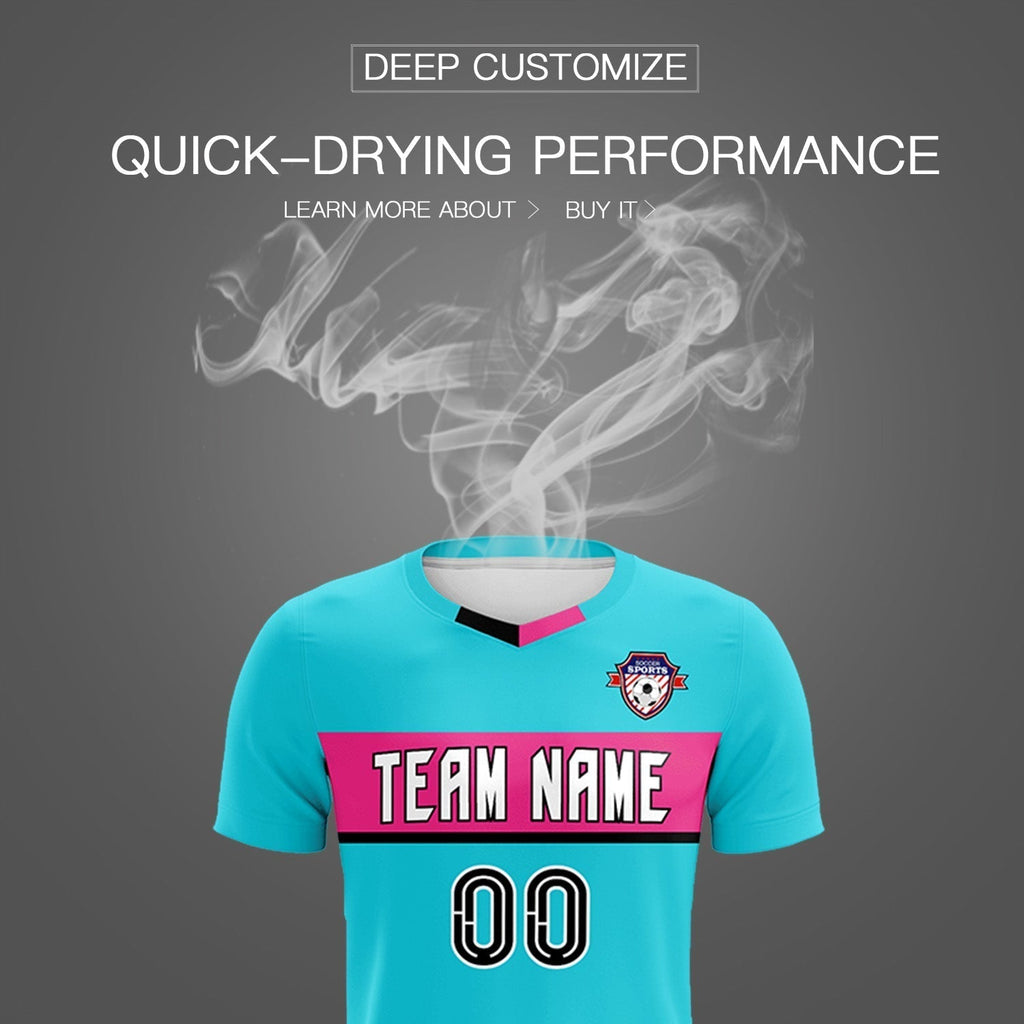 Custom Sky Blue Classic Sports Sets Soccer Shirt Jersey
