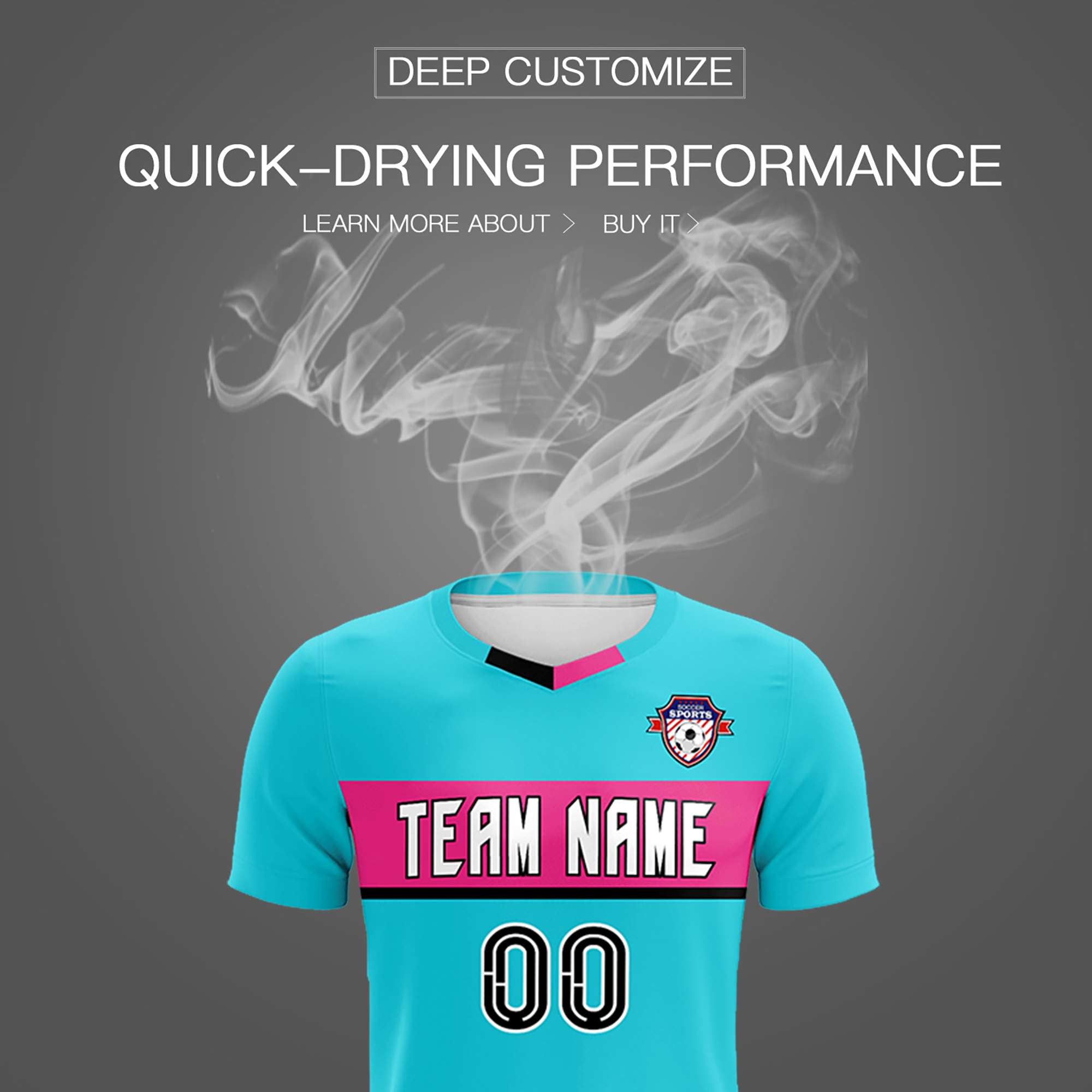 Custom Sky Blue Classic Sports Sets Soccer Shirt Jersey