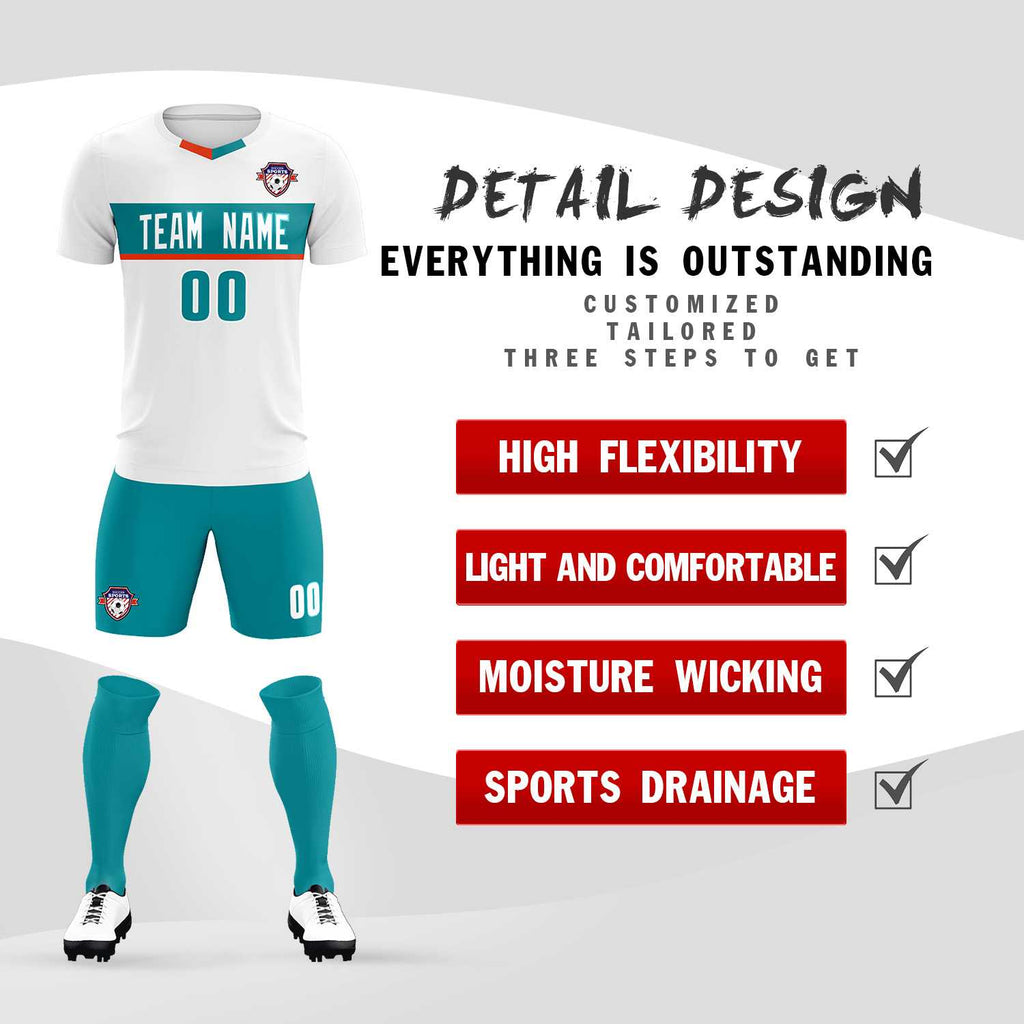 Custom White Classic Sports Sets Soccer Shirt Jersey