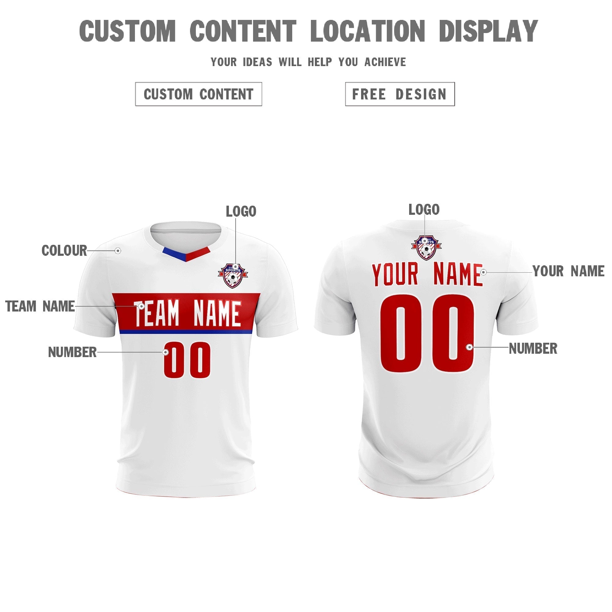 Custom White Classic Sports Sets Soccer Shirt Jersey