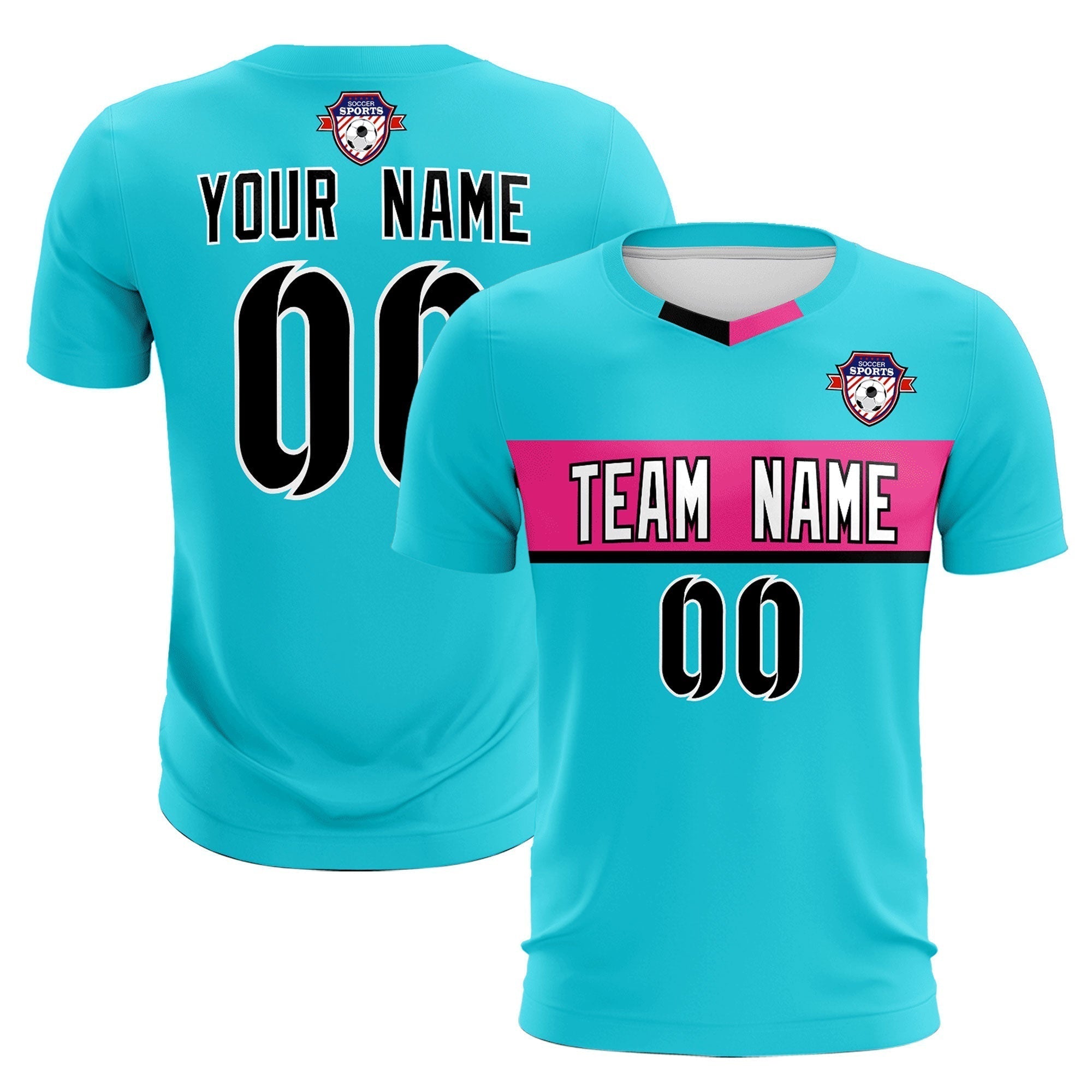 Custom Sky Blue Classic Sports Sets Soccer Shirt Jersey Main image