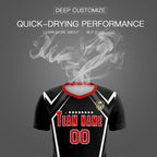Custom Black Abstract Breathable Soccer Tops/Sets Jersey
