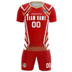 Custom Red Abstract Breathable Soccer Tops/Sets Jersey